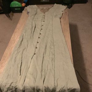 Green button up dress